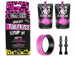 MUC-OFF Kit De Conversion Tubeless Pour 2 Roues (sachets De Préventif + Fonds De Jante + Valves 44mm)